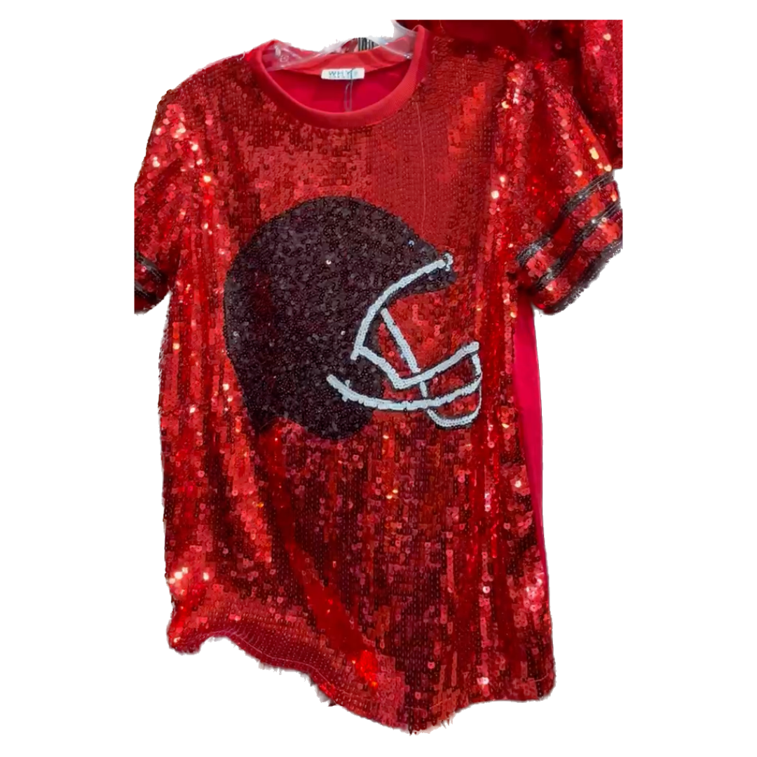 Football Helmet Sequin Jersey Dress